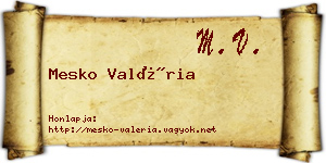Mesko Valéria névjegykártya
